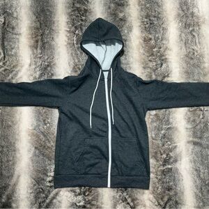 Charcoal Gray Hoodie with White Strings
